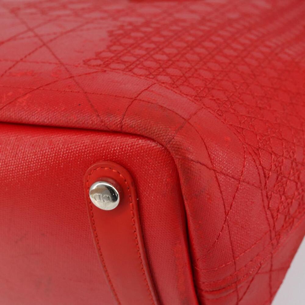 Christian Dior Canage Tote Bag Coated Canvas Red Silver Auth bs31647 - Picture 15 of 16